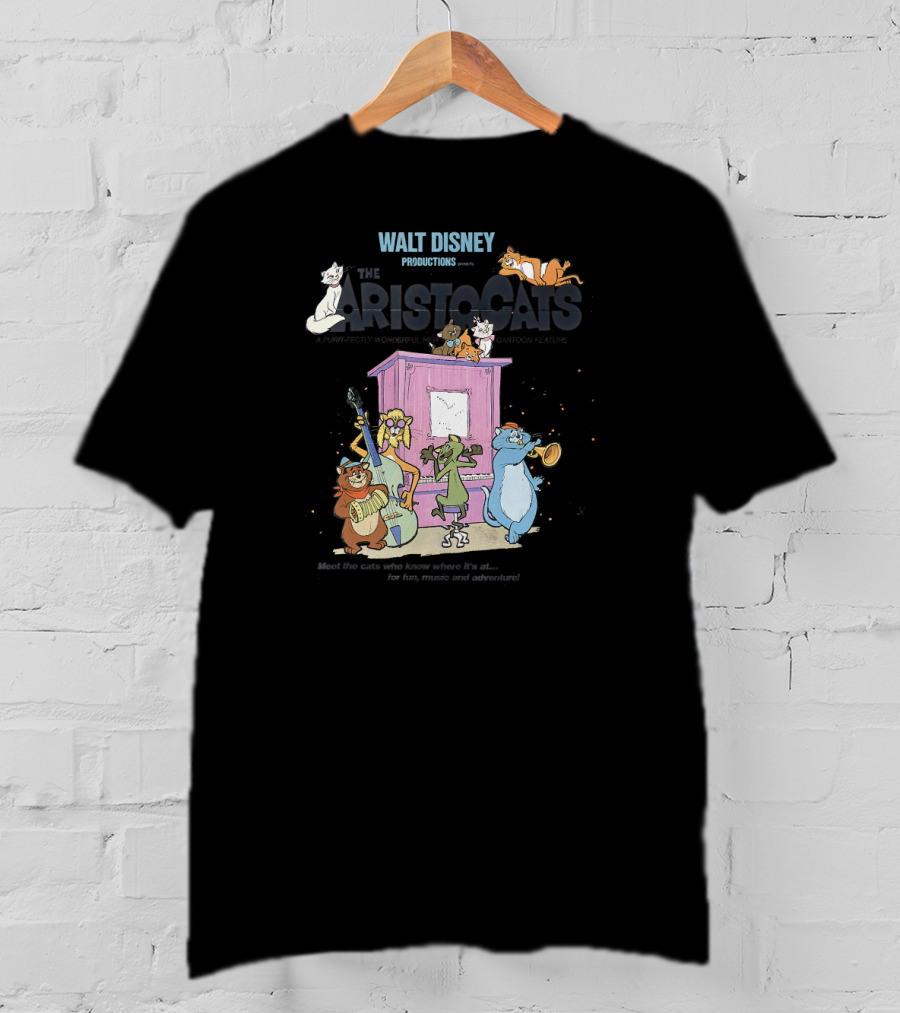 WALT DISNEY PRODUCTIONS Presents The Aristocats Cats Playing Music Together With Friends T-Shirt