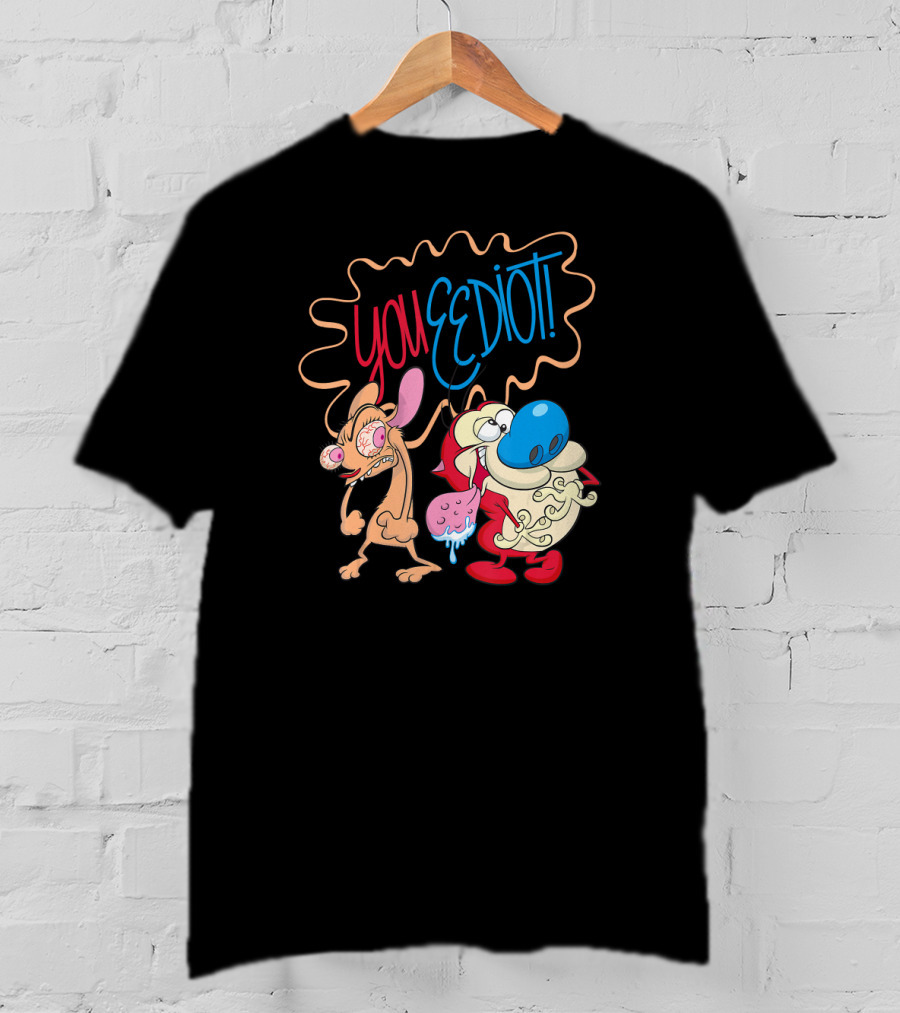 Ren And Stimpy You Eediot With Colorful Speech Bubble T-Shirt