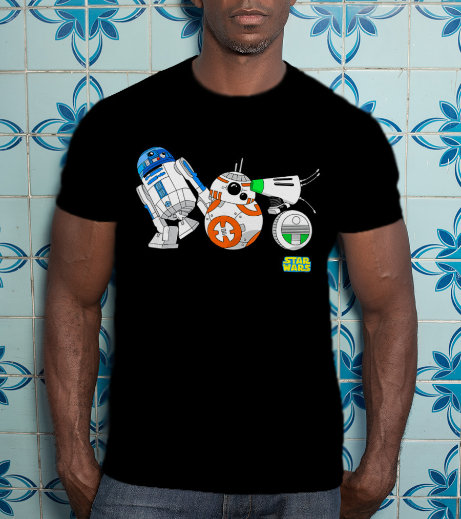 Star Wars The Rise Of Skywalker Droid Cartoon Lineup R2-D2 BB-8 D-O T-Shirt