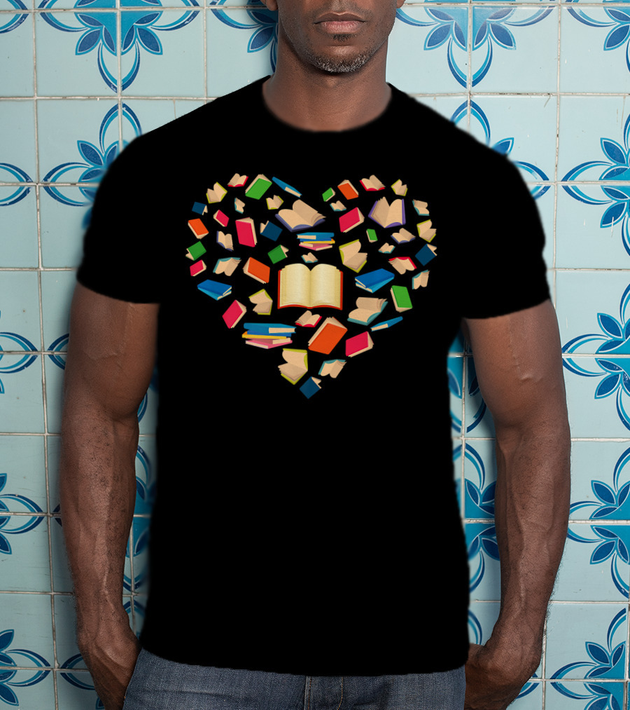 Book Lover Heart Shape Reading Librarian Bookworm T-Shirt