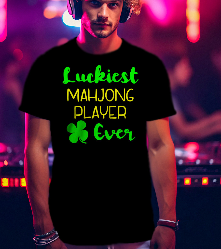 Luckiest Mahjong Player Ever St Patrick's Day Irish Clover T-Shirt