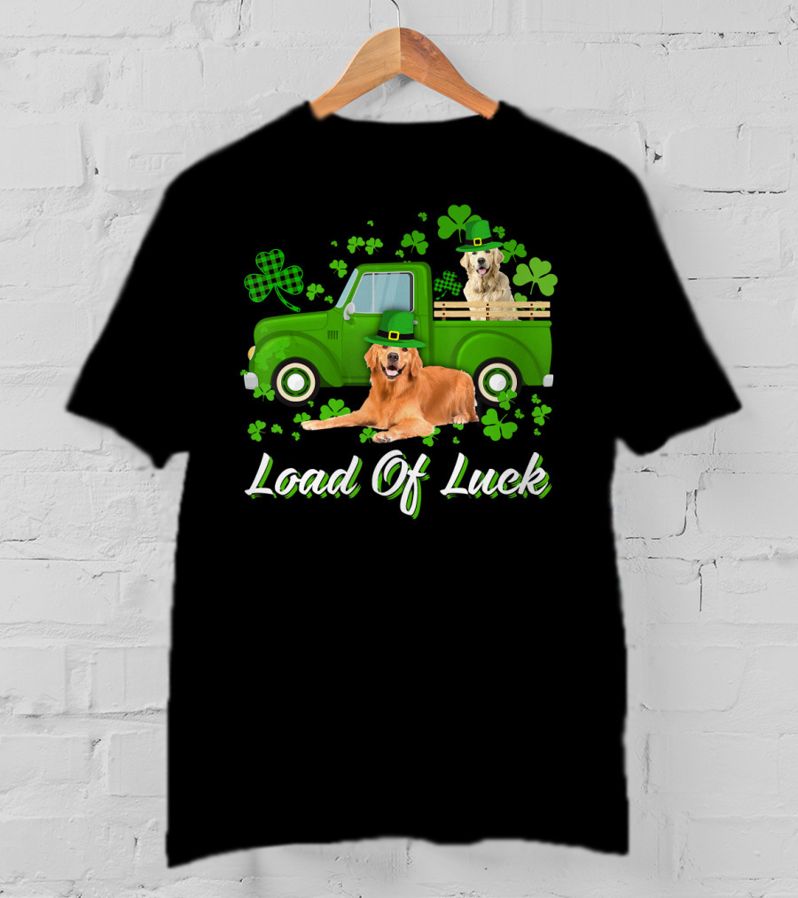 Load Of Luck Green Truck And Golden Retrievers T-Shirt