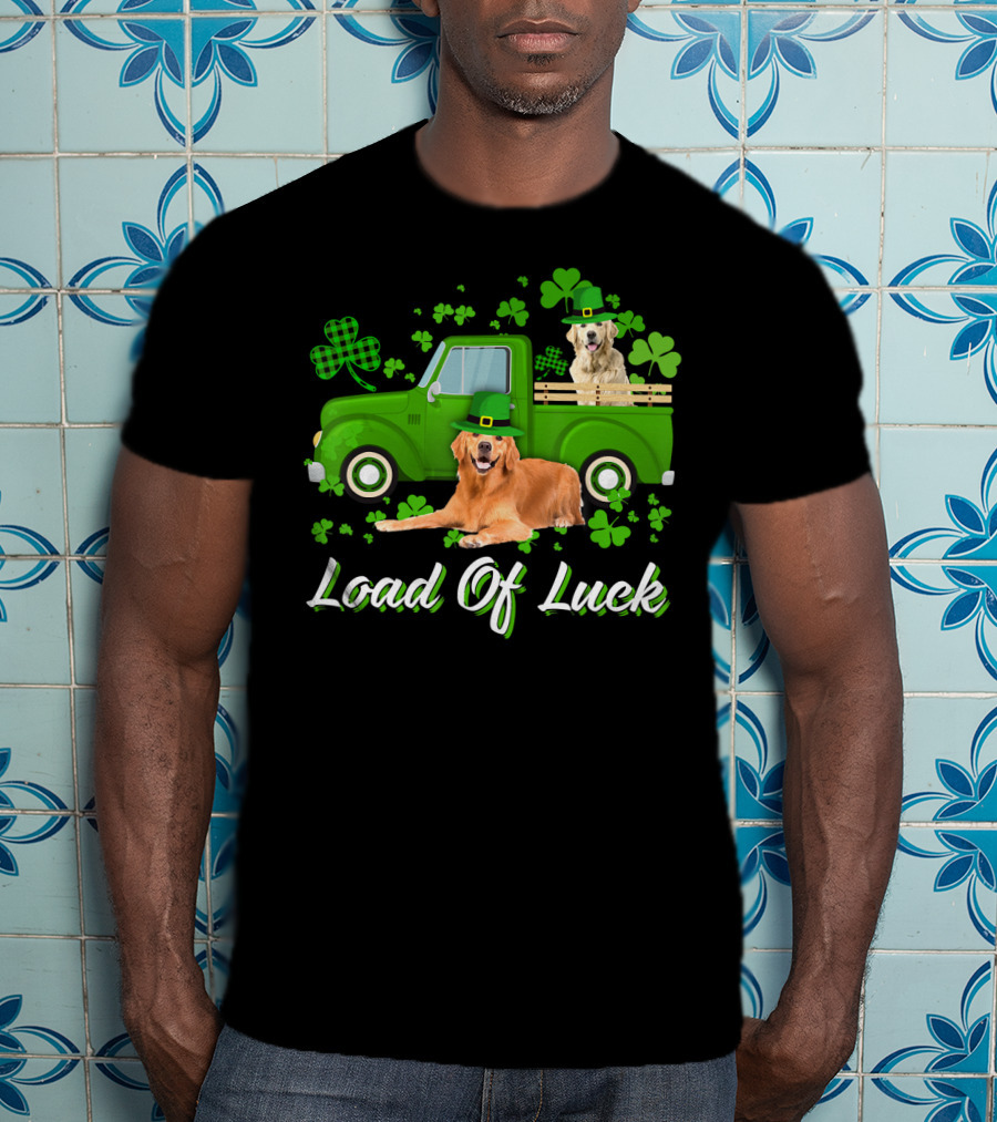 Load Of Luck Green Truck And Golden Retrievers T-Shirt