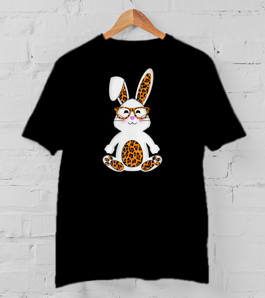Leopard Print Bunny With Sunglasses Easter Egg T-Shirt