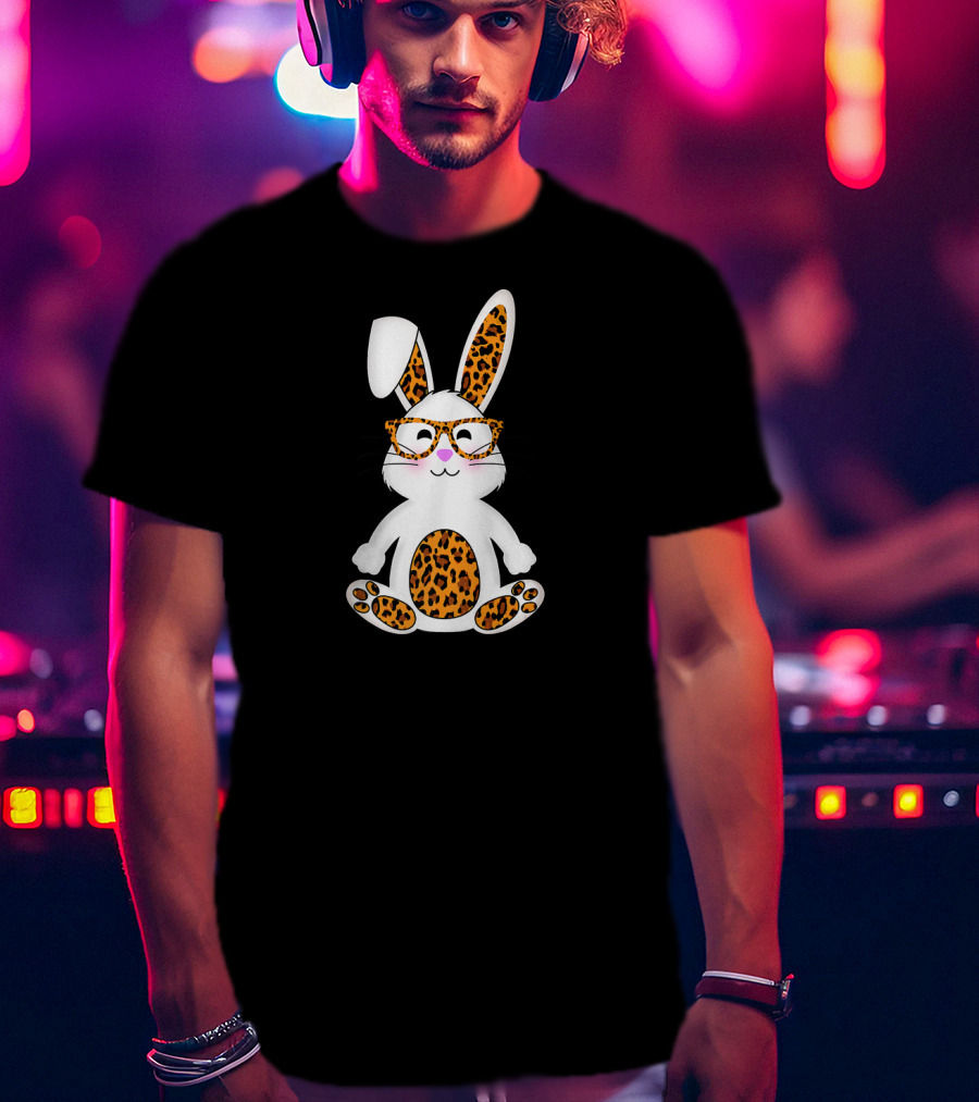 Leopard Print Bunny With Sunglasses Easter Egg T-Shirt