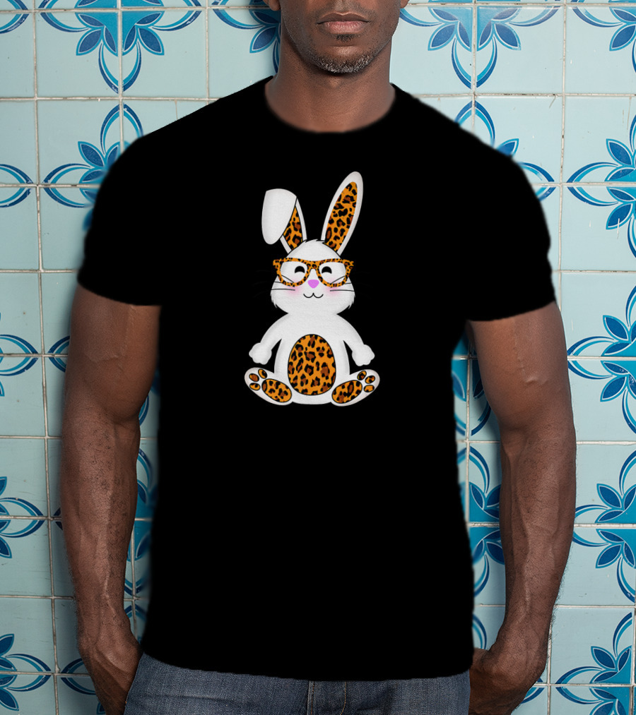 Leopard Print Bunny With Sunglasses Easter Egg T-Shirt