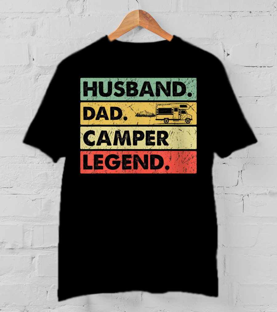 Husband Dad Camper Legend Vintage Retro Camping RV T-Shirt