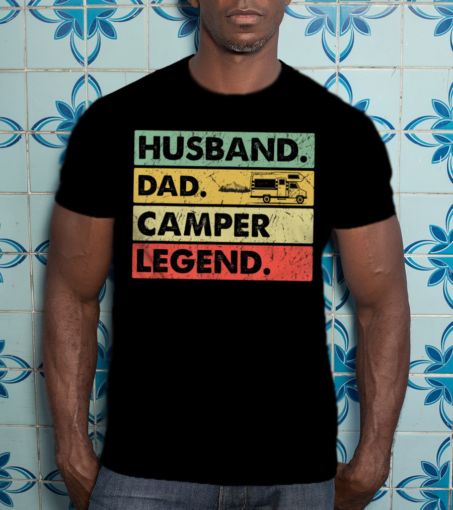 Husband Dad Camper Legend Vintage Retro Camping RV T-Shirt