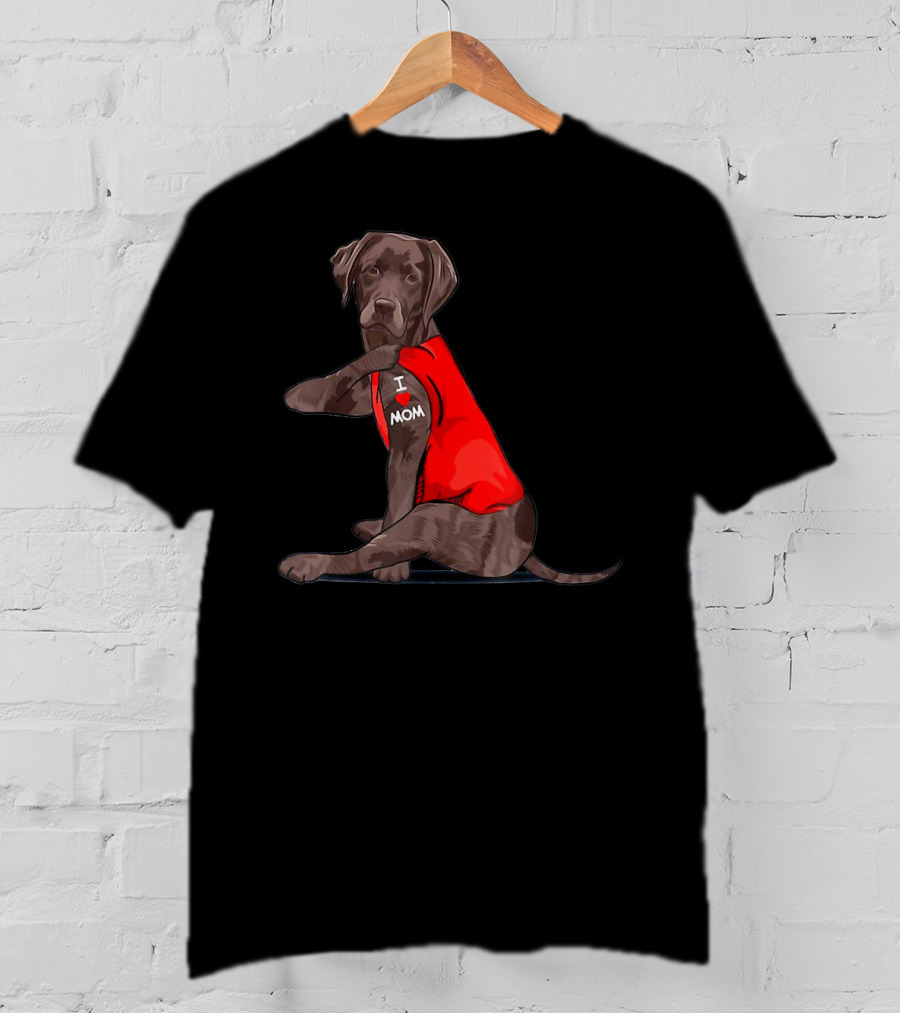 I Love Mom Chocolate Lab Tattoo Labrador Mom T-Shirt