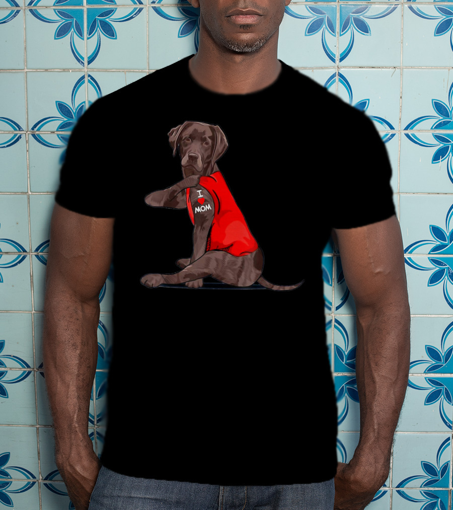 I Love Mom Chocolate Lab Tattoo Labrador Mom T-Shirt