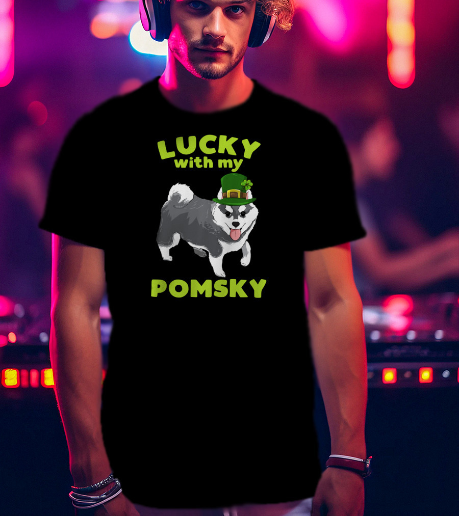 Lucky With My Pomsky St Patrick's Day T-Shirt