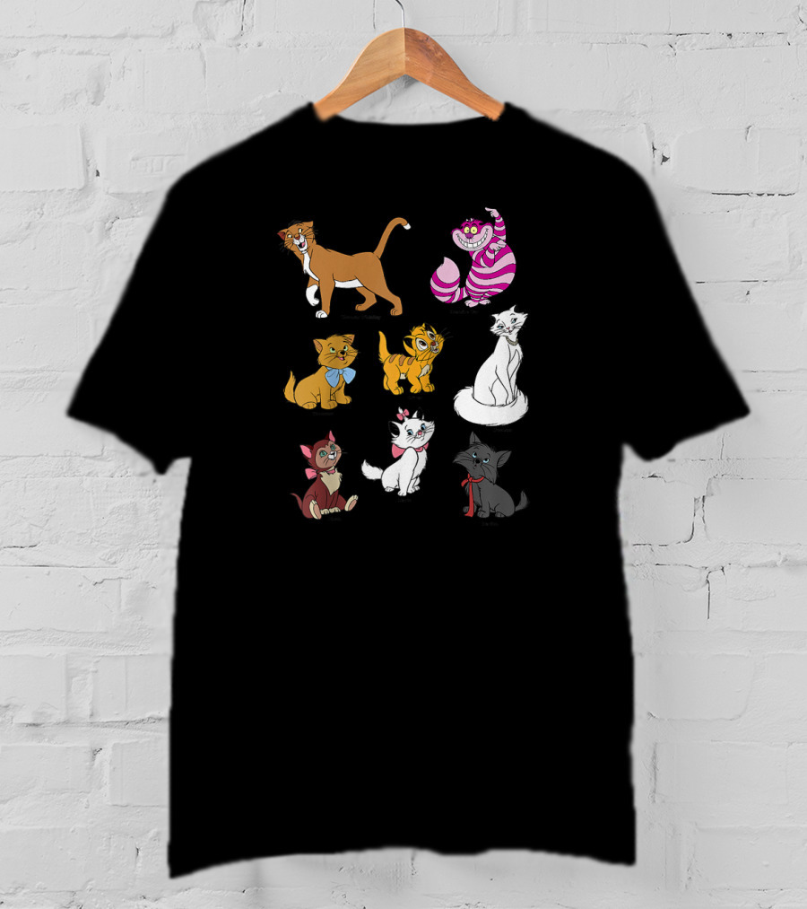 Disney Mickey And Friends Cheshire Duchess Oliver Figaro Aristocats Berlioz Toulouse Thomas Cats Raglan Baseball T-Shirt