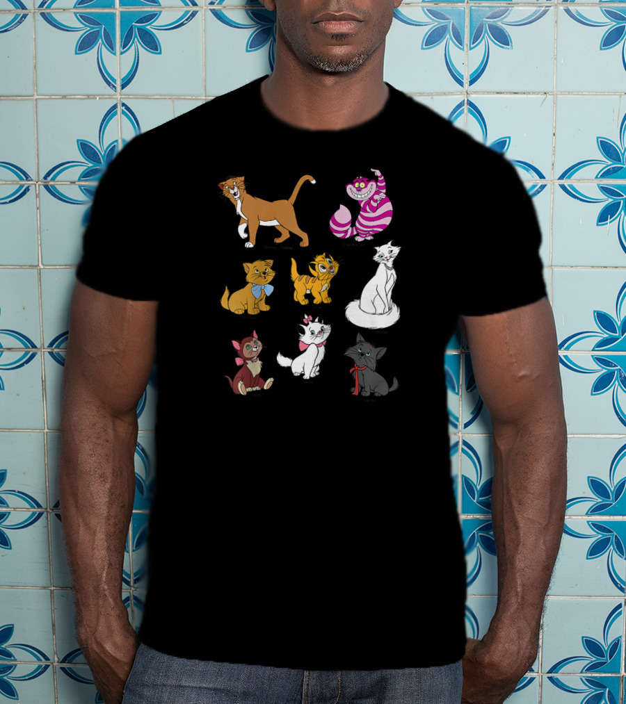 Disney Mickey And Friends Cheshire Duchess Oliver Figaro Aristocats Berlioz Toulouse Thomas Cats Raglan Baseball T-Shirt