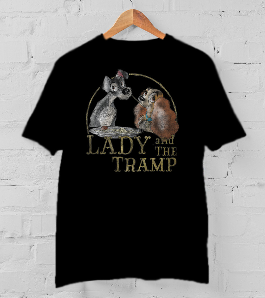 Lady And The Tramp Eating Spaghetti Iconic Scene Disney T-Shirt