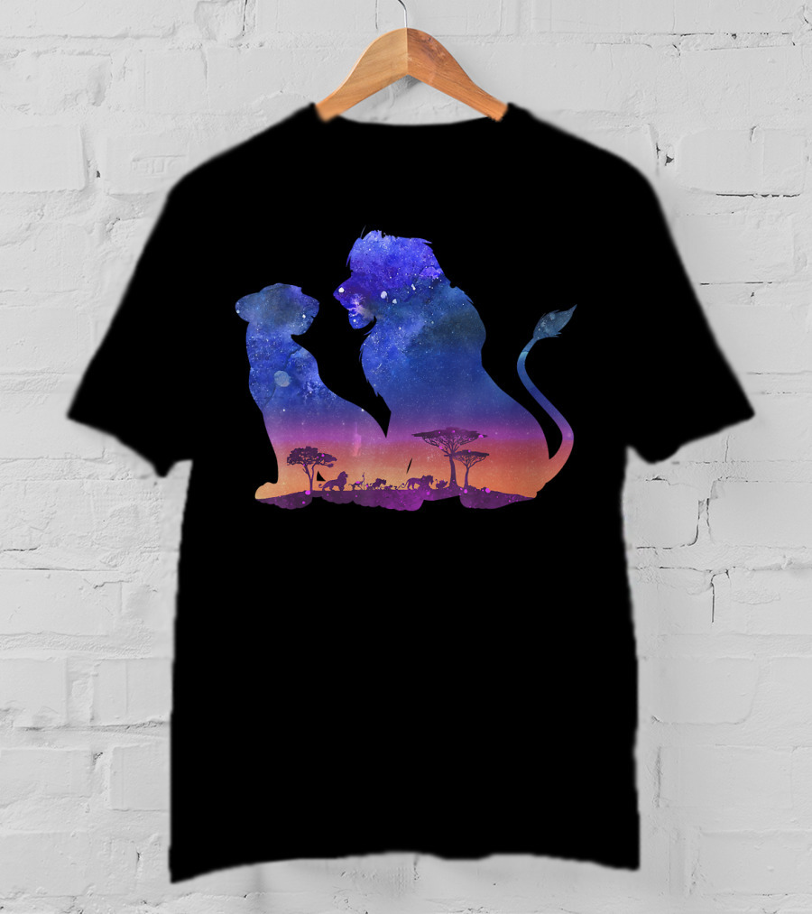 Disney The Lion King Simba And Nala Starry Savannah Silhouette Scene T-Shirt