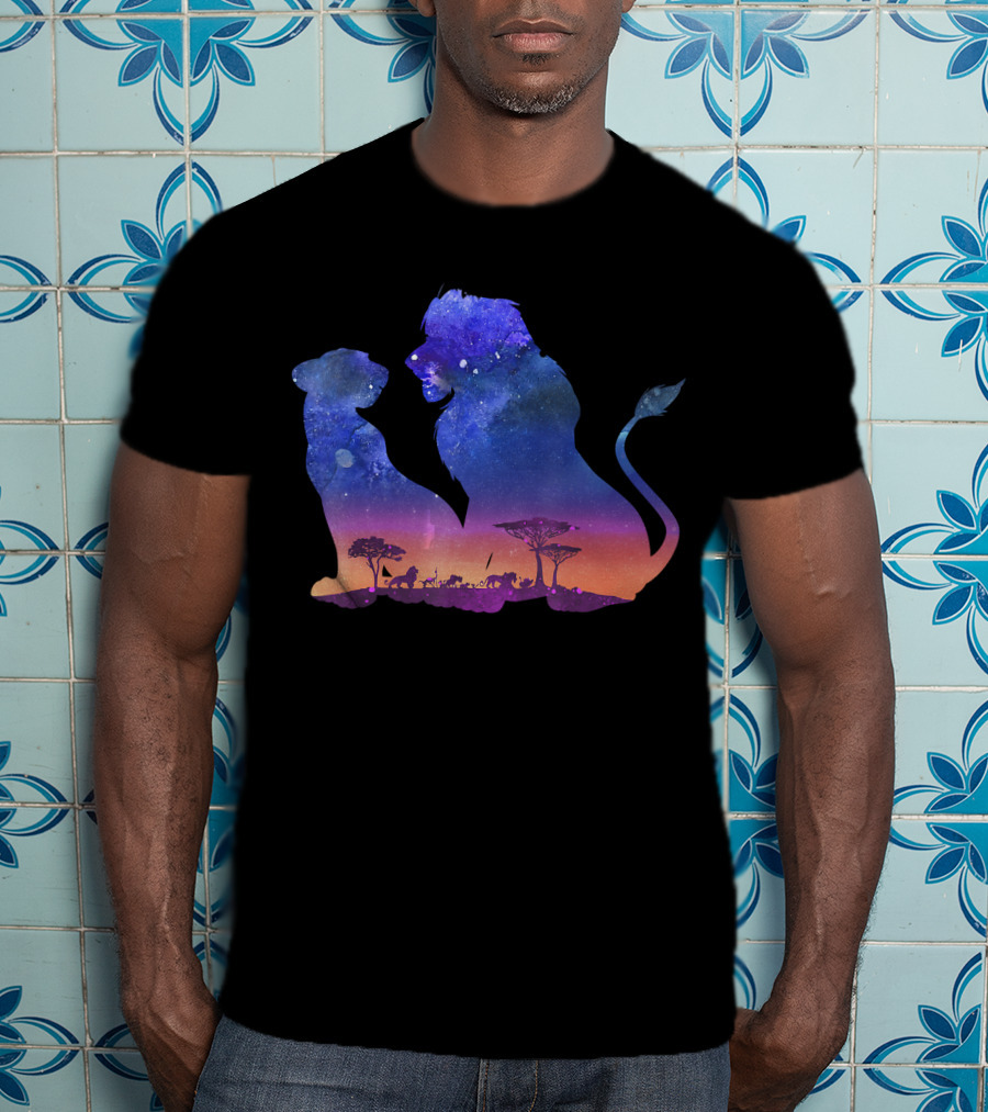 Disney The Lion King Simba And Nala Starry Savannah Silhouette Scene T-Shirt