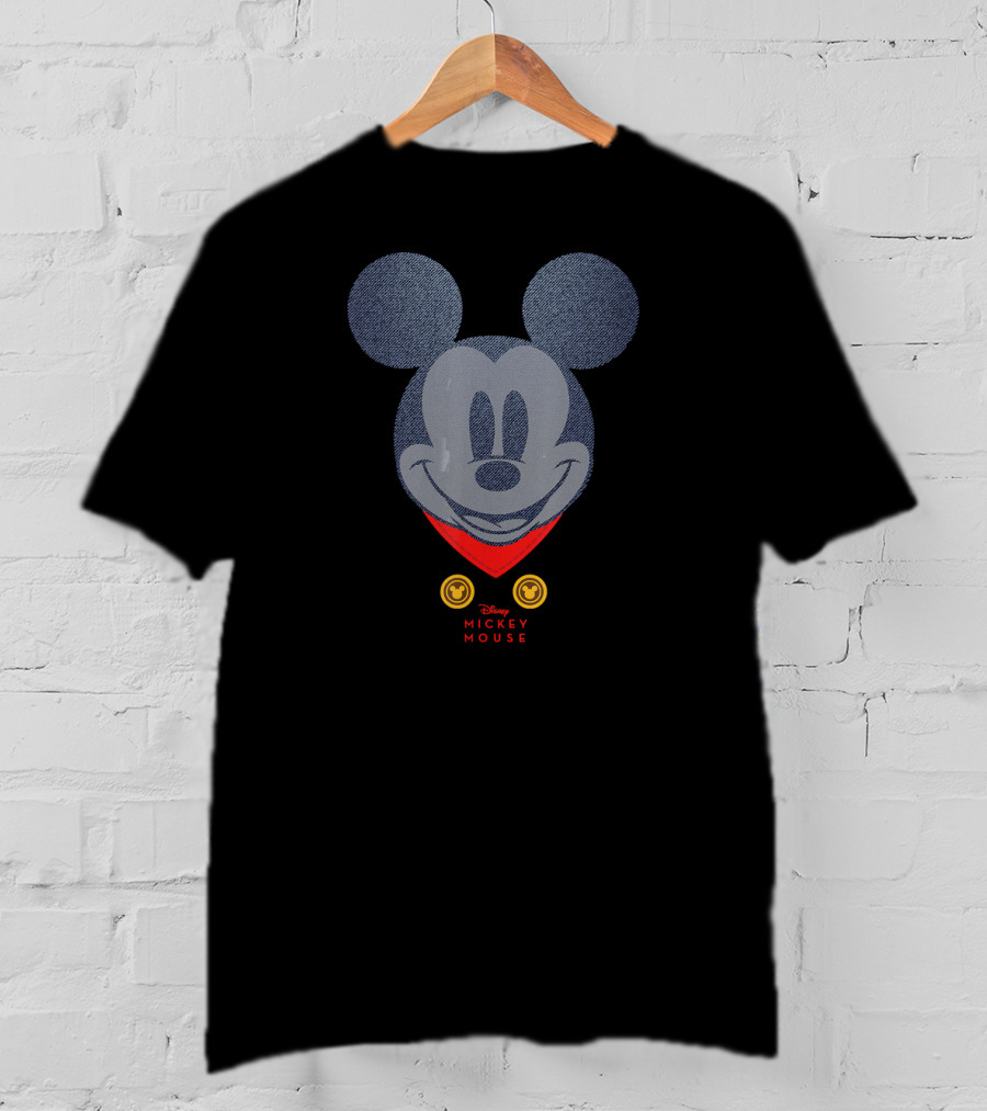 Disney Year Of The Mouse Engineer Mickey March Denim Graphic With Mickey Mouse Badge T-Shirt
