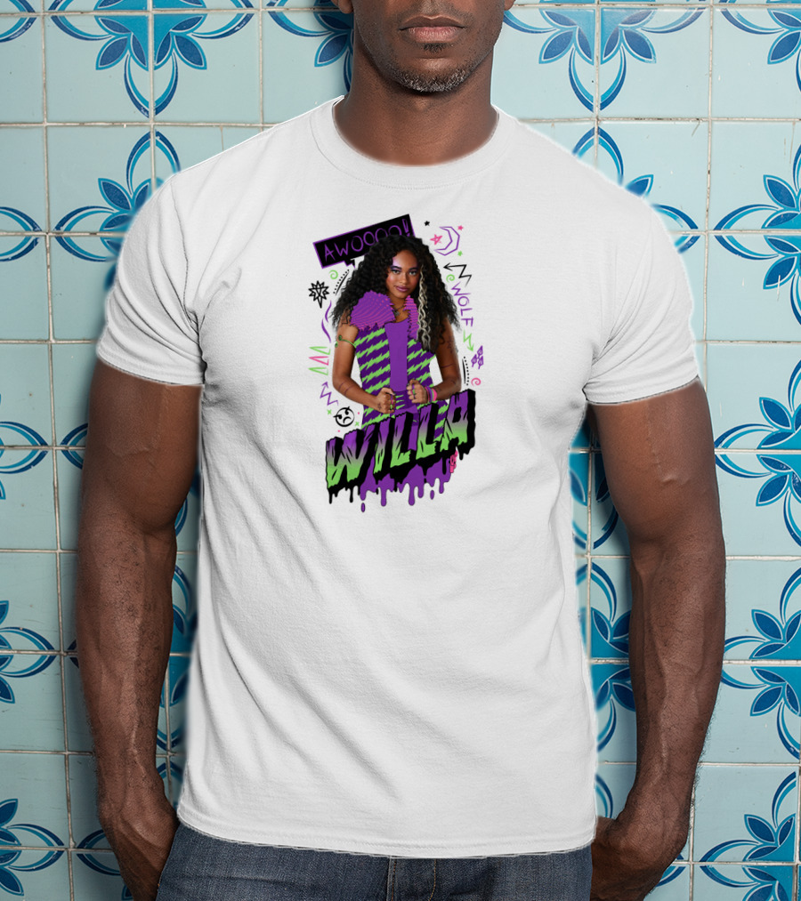 Disney Zombies 2 Willa Wolf Awooo Neon T-Shirt