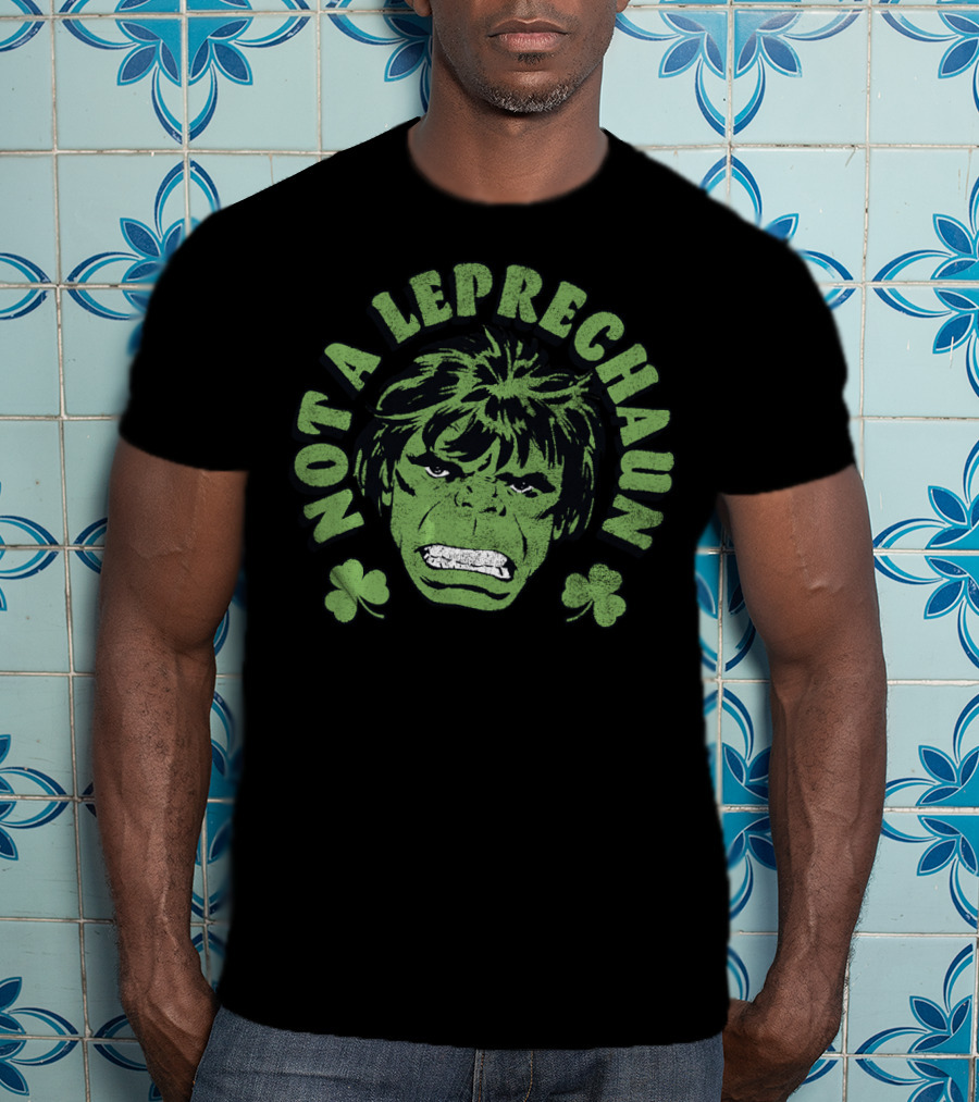 Marvel Hulk St. Patrick's Day Not A Leprechaun With Shamrocks T-Shirt