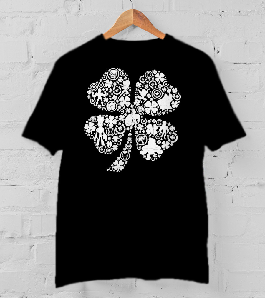 Marvel Super Heroes Clover Icons Captain America Thor Hulk Iron Man T-Shirt
