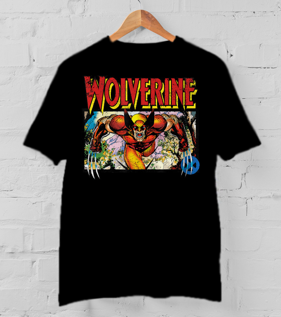 Wolverine Marvel X Men 90s Retro Style Art Classic Comic Panel T-Shirt