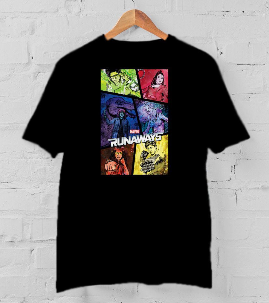 Marvel Runaways Character Color Block Grid With Comic Style T-Shirt