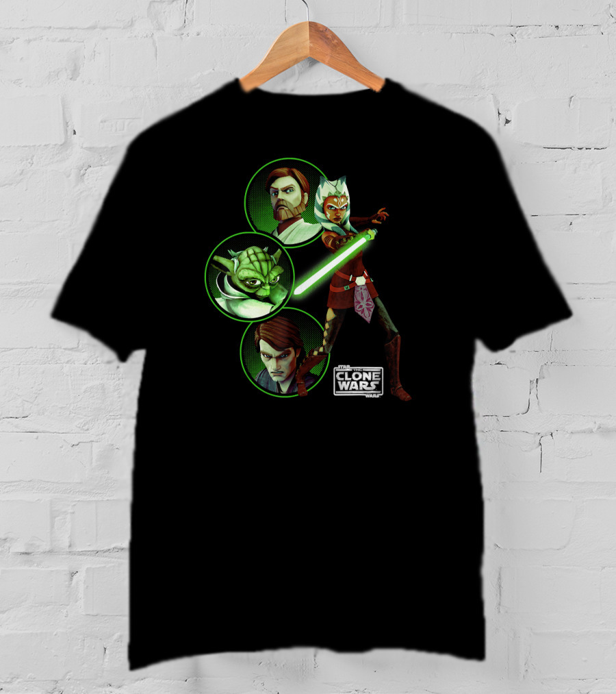 Star Wars The Clone Wars Yoda Ahsoka Obi-Wan Anakin Rebel Alliance Group Shot T-Shirt