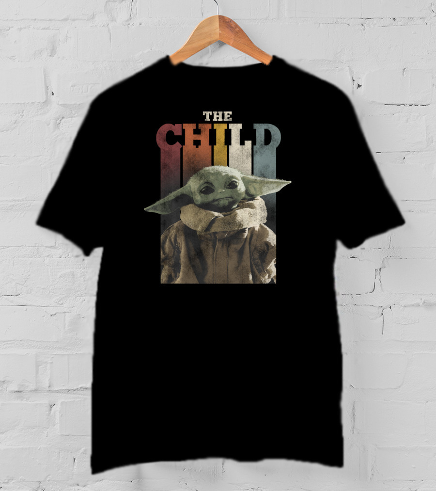 Star Wars The Mandalorian The Child Colorful Letters Iconic Yoda-Inspired Baby Grogu Image T-Shirt