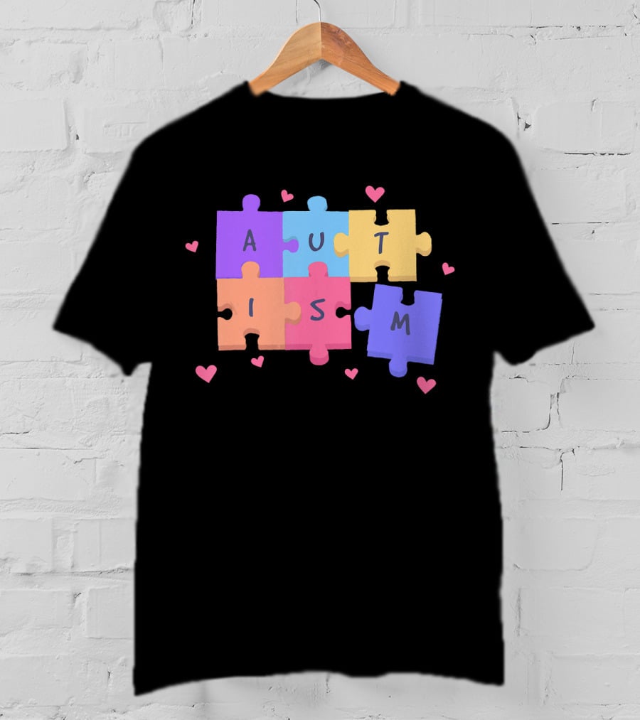 Autism Puzzle Heart Awareness Teacher T-Shirt
