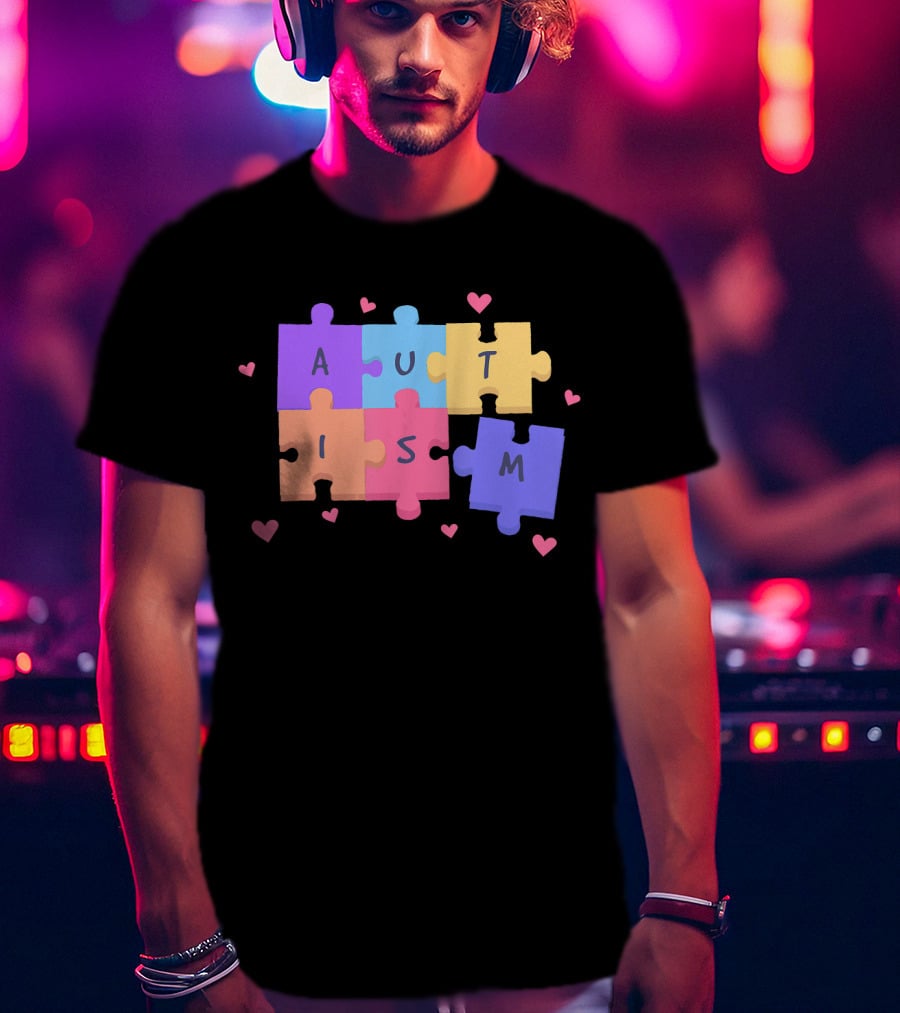 Autism Puzzle Heart Awareness Teacher T-Shirt