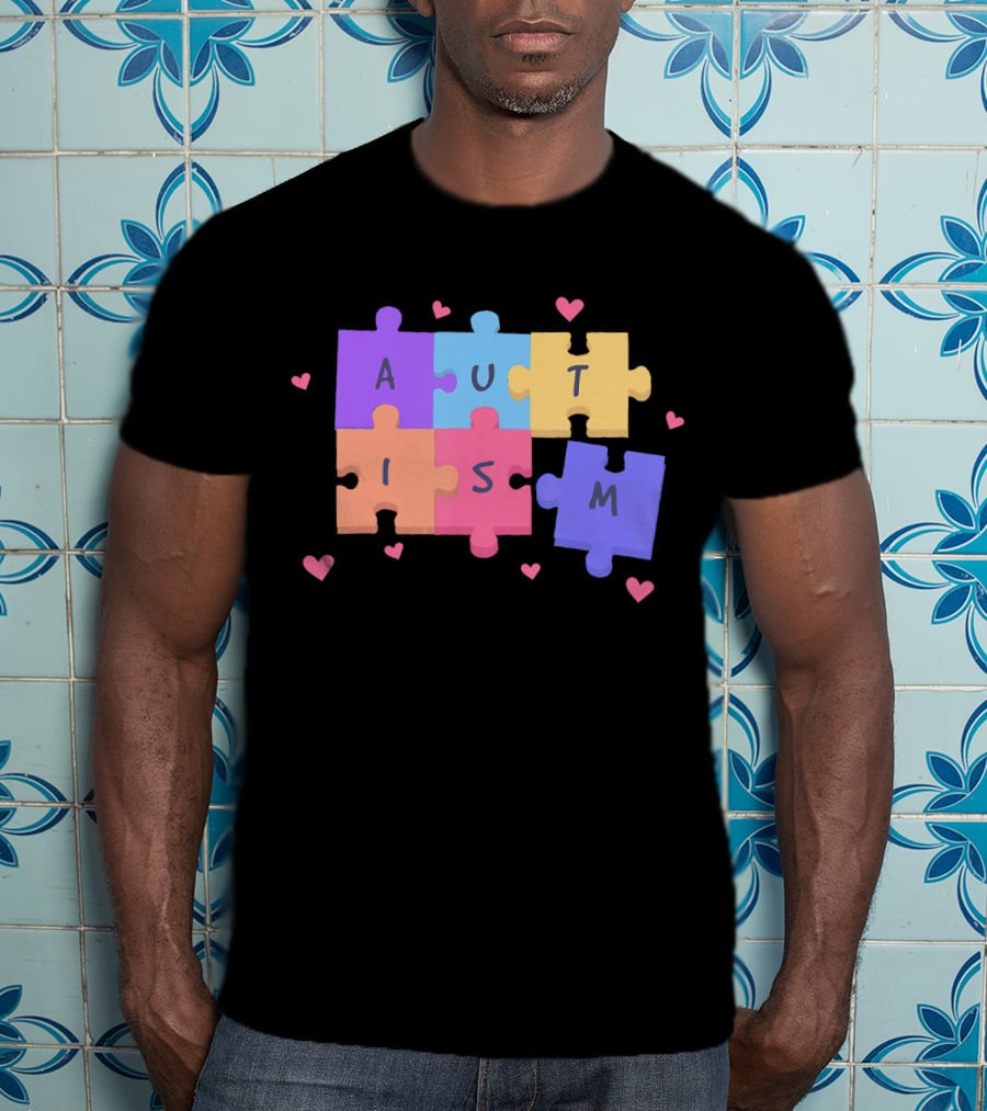 Autism Puzzle Heart Awareness Teacher T-Shirt
