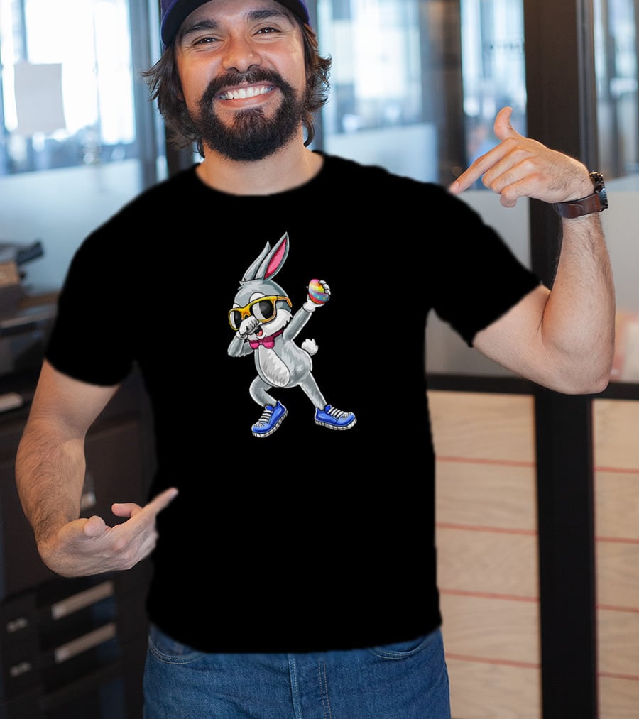 Dabbing Bunny Easter Day Glasses Rabbit Egg Sneakers Bow Tie T-Shirt