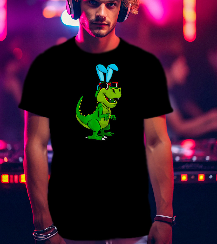 T Rex With Easter Bunny Ears And Sunglasses Dinosaur Lover T-Shirt
