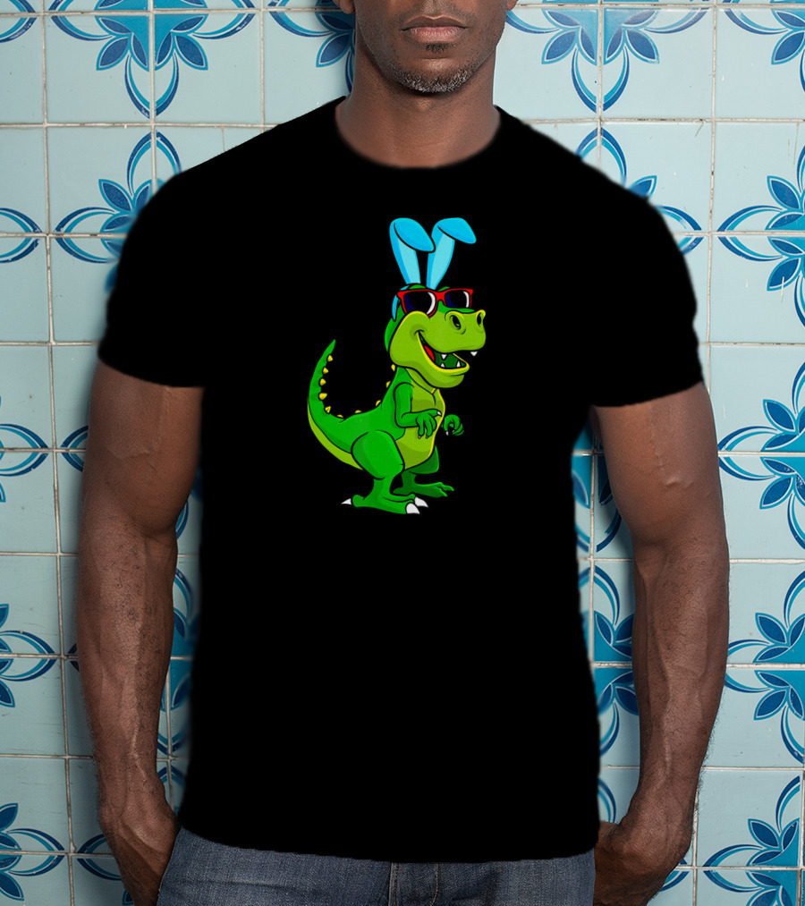 T Rex With Easter Bunny Ears And Sunglasses Dinosaur Lover T-Shirt