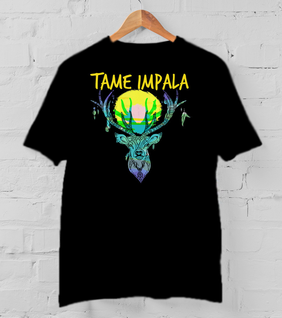 Tame Impala Deer Antlers Sunburst Psychedelic T-Shirt