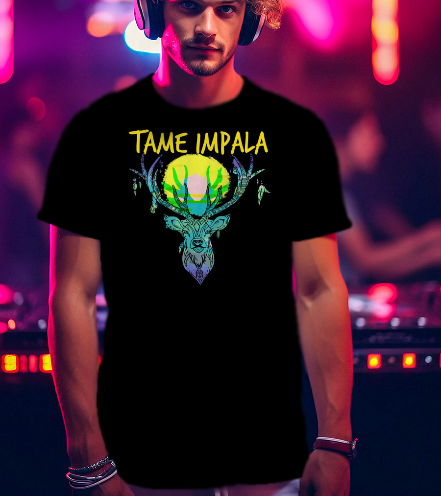 Tame Impala Deer Antlers Sunburst Psychedelic T-Shirt