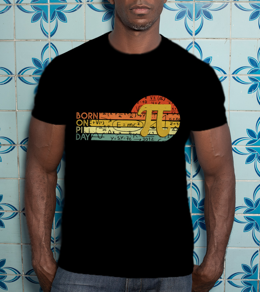 Born On Pi Day Math Equations Vintage Sunset Pi T-Shirt