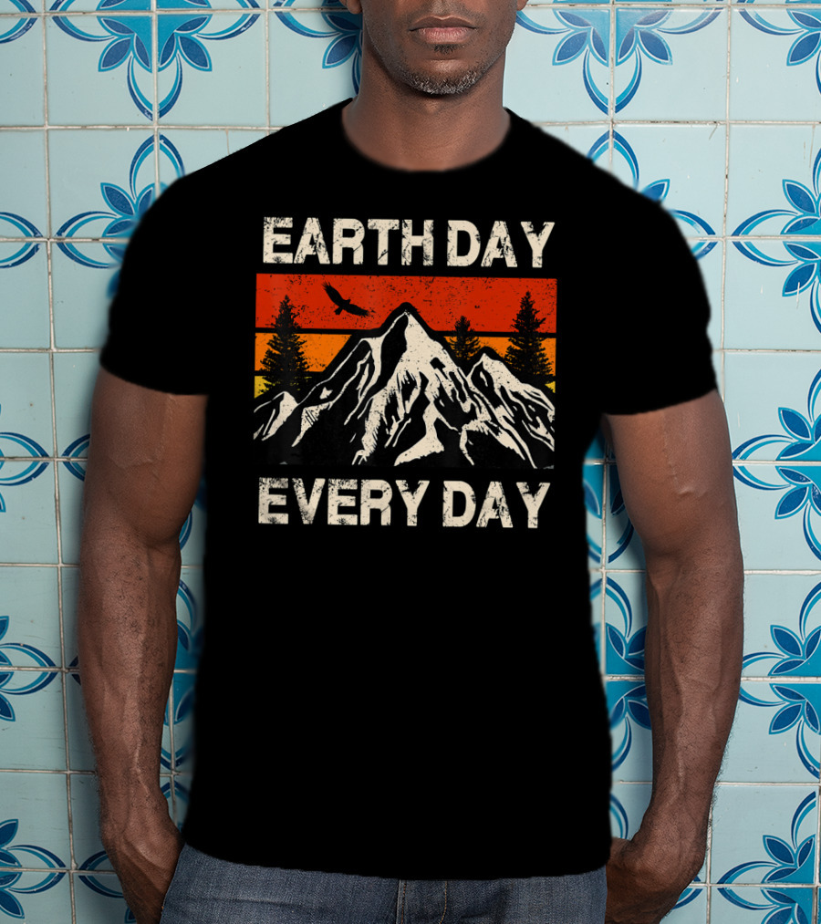 EARTH DAY EVERY DAY Mountain Sunset Forest Eagle T-Shirt