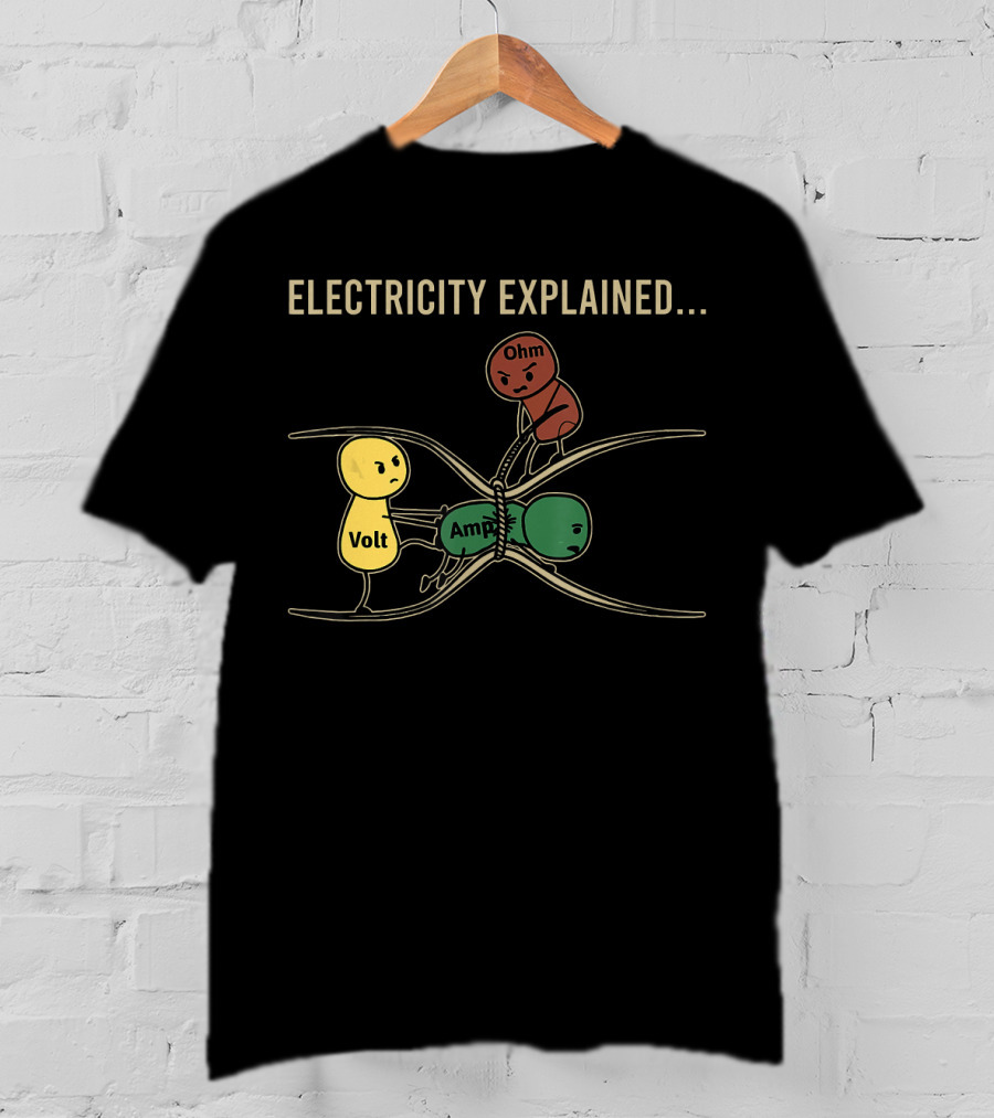 Electricity Explained Volt Amp Ohm Characters Interaction T-Shirt