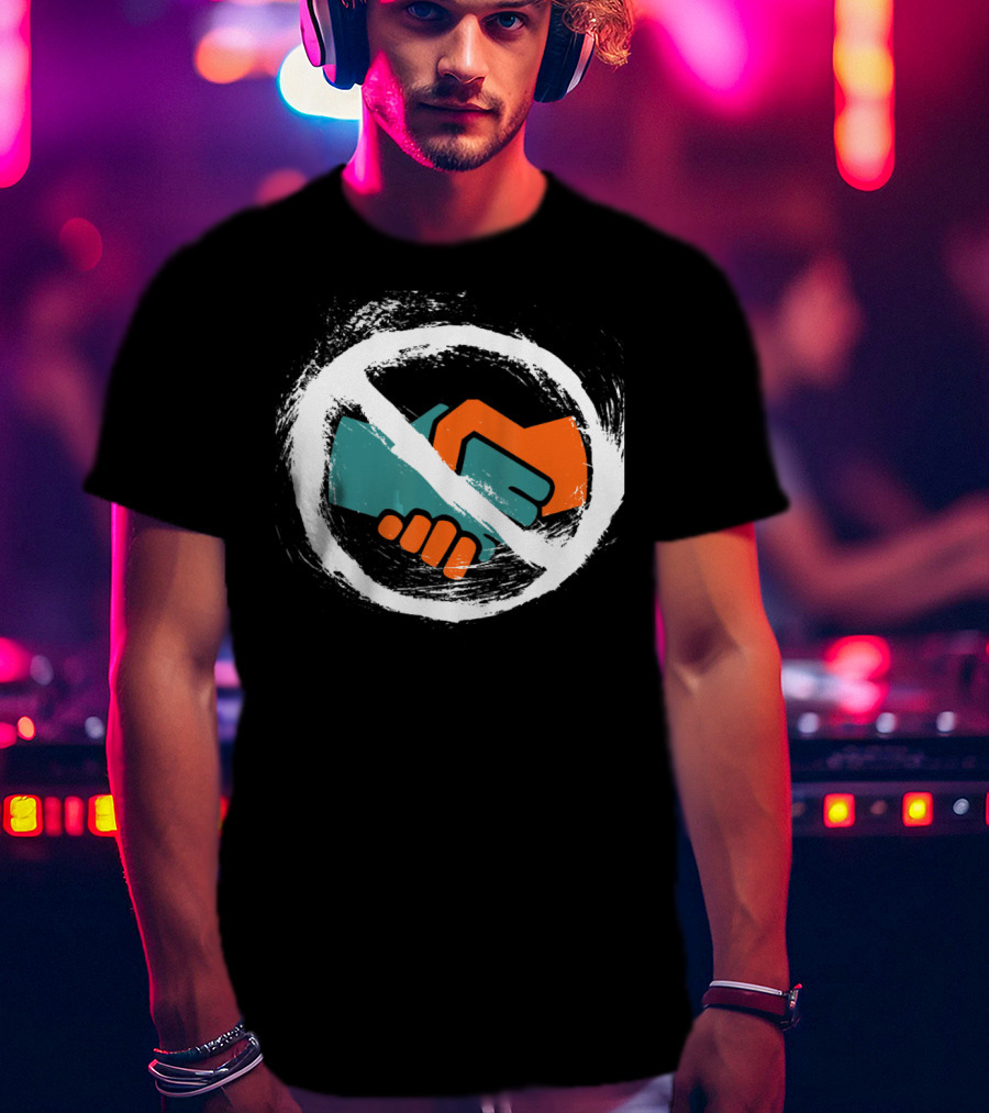 No Handshakes Do Foot Bump's Instead With No Symbol Over Handshake T-Shirt