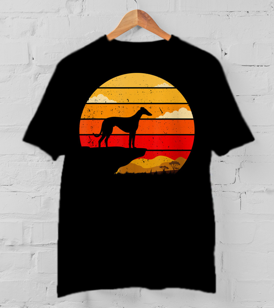 Vintage Italian Greyhound Silhouette Scenic Sunset T-Shirt