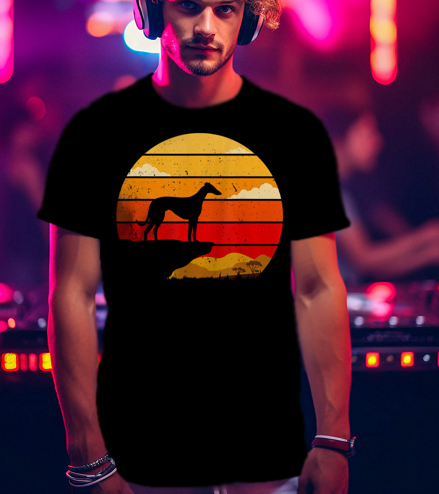 Vintage Italian Greyhound Silhouette Scenic Sunset T-Shirt
