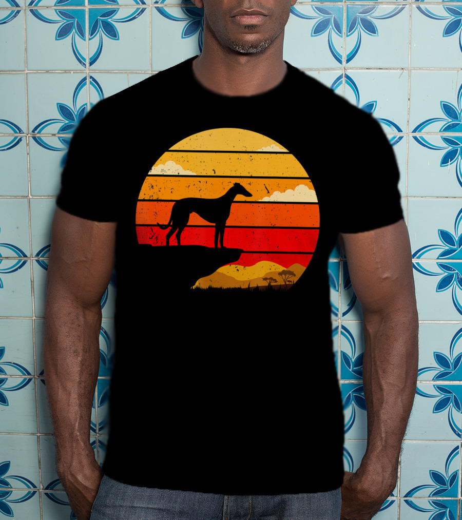 Vintage Italian Greyhound Silhouette Scenic Sunset T-Shirt