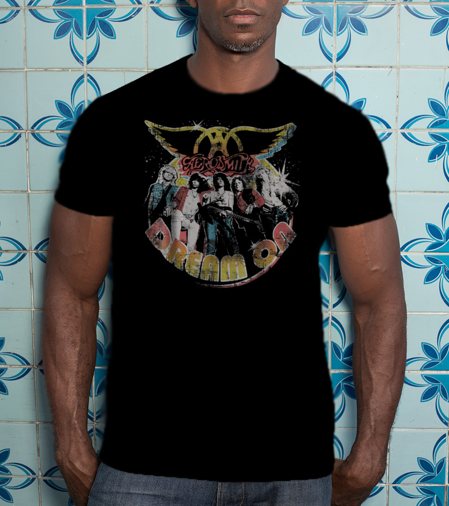 Aerosmith Dream On Band Members Retro Winged T-Shirt