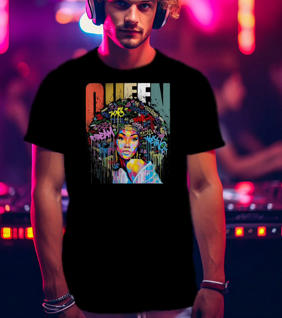 Queen African American Educated Strong Graffiti T-Shirt