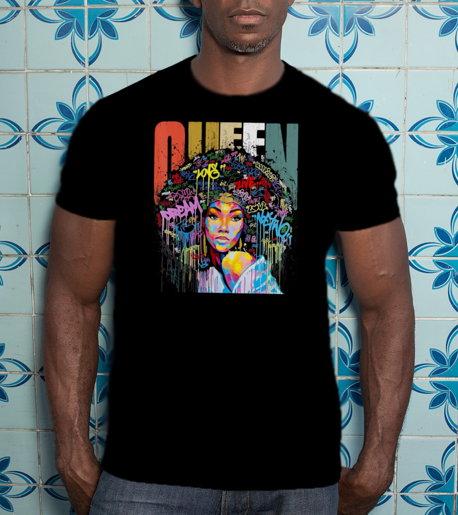 Queen African American Educated Strong Graffiti T-Shirt