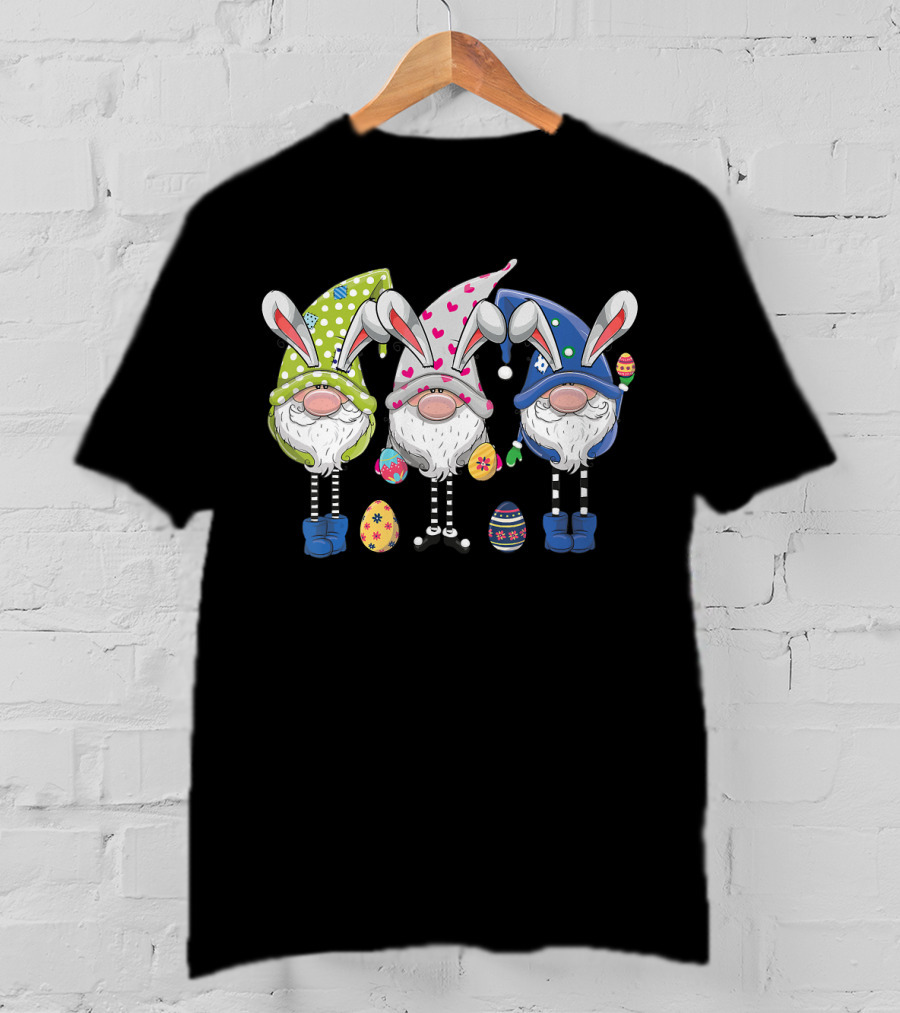 Easter Gnomes With Bunny Ears And Colorful Eggs For Egg Hunting T-Shirt