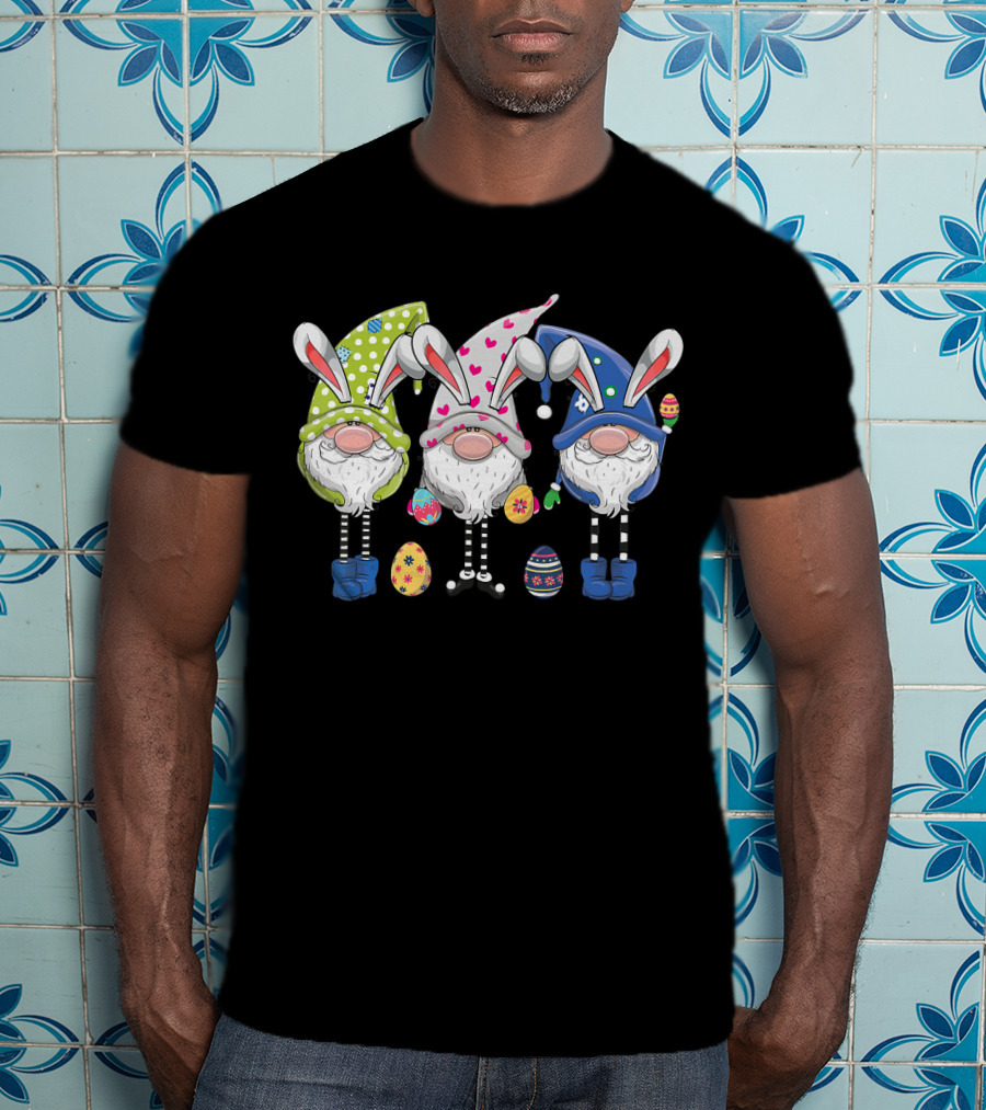 Easter Gnomes With Bunny Ears And Colorful Eggs For Egg Hunting T-Shirt