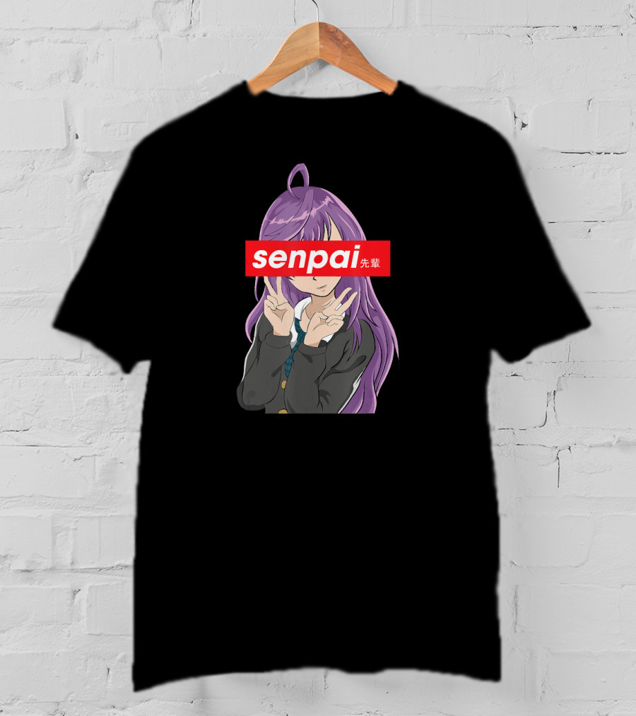 Senpai Japanese Anime Girl Notice Me Senpai Purple Hair T-Shirt