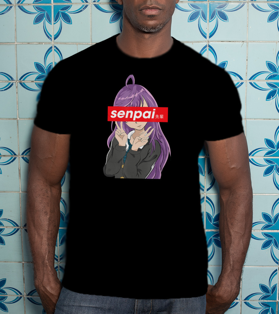 Senpai Japanese Anime Girl Notice Me Senpai Purple Hair T-Shirt